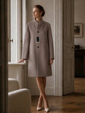 NWT Taupe Minimalist Long Coat | Collarle